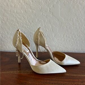 Ivory High Heels with Sparkly Ankle Strap